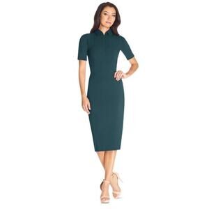Dress The Population New Women's Gloria Sheath Midi Dress Pine Hidden Zipper M